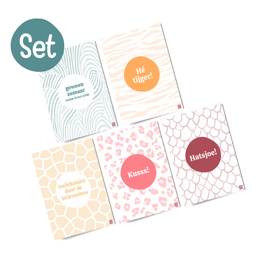 Kaart set A6 | Dierenprint