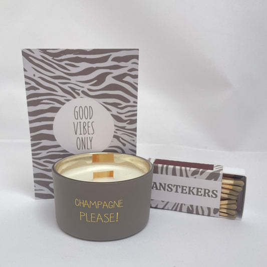 set kaars Myflame Champagne